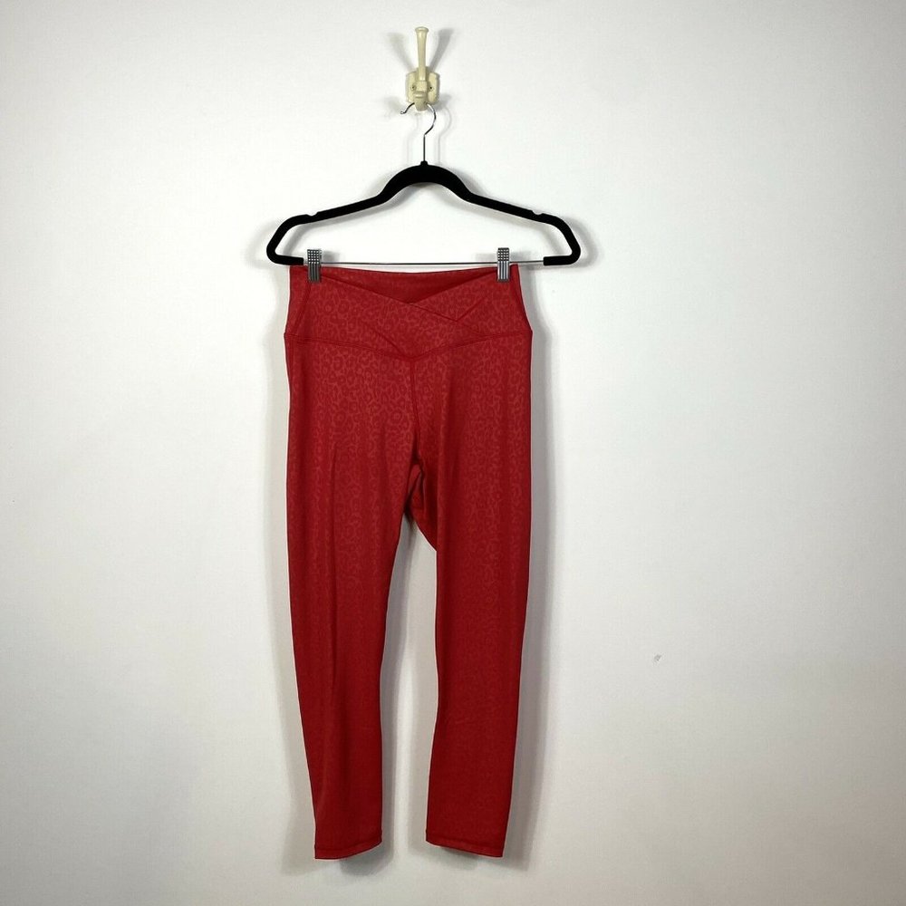 NEW Zyia Active Women's 12 Red Leopard Scrunchy Light N Tight Hi-Rise Legging